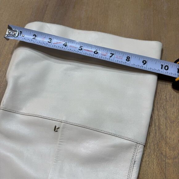 Larroude Kate Over The Knee Point Toe Boot Ivory Leather Stiletto Size 6 - Picture 5 of 17